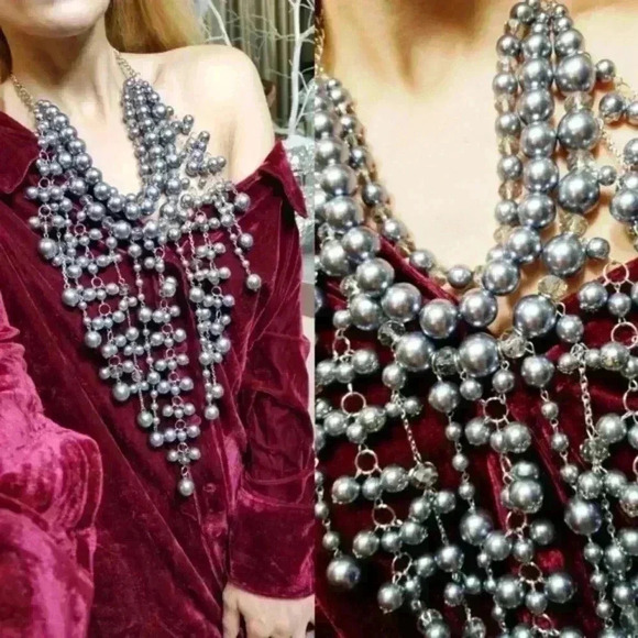 LAST ONE! Beaded Statement Necklace - Picture 3 of 4